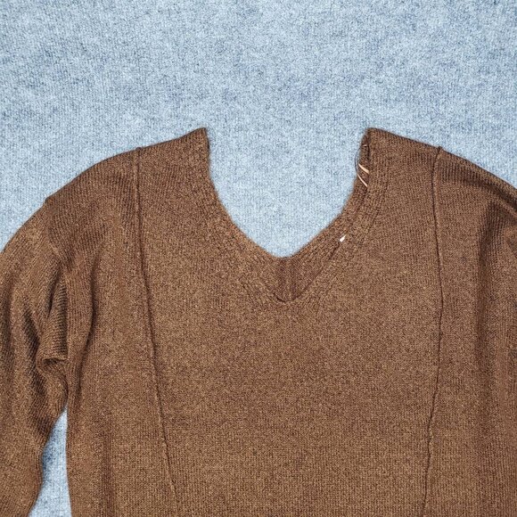 Rue21 Sweater Womens S Brown Long Sleeve Solid Minimalist V-Neck Pullover New - Picture 3 of 12
